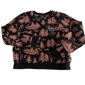Picture Deep Pile Fleece Pullover Tree Woodsy Print Size Large